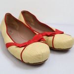 Alaia Raffia Red Bow Straw Round Toe Slip On Casual Ballet Womens Flats 40 Italy Size 10 Photo 0