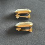 Vintage EUC light blue glass radiant cut clip earrings in goldtone setting Photo 3