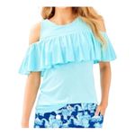 Lilly Pulitzer  Lyra Cold Shoulder Ruffle Top‎ Seasalt Blue Women Size XS Photo 2