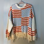 POL NWT  Orange and Blue, and White Patterned Turtleneck Sweater Photo 2