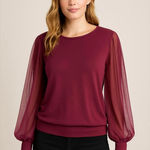 HARLOWE & Graham women sweatshirt top puff tule sleeves sz M Size M Photo 0