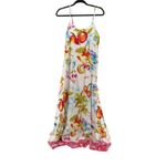 Label of Love Maxi Dress‎ Medium Linen Blend Tropical Vacation Resort Fruit White Photo 2