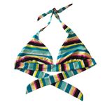 Arizona  Bikini Top Triangle Halter Striped Blue Pink Yellow XL Photo 0