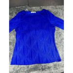 Absolutely Famous Graphic Royal Blue & Black Print Blouse Size XL Photo 2