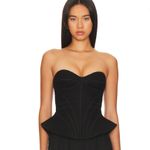 NBD  ARLETTE REVOLVE Black Strapless Corset Wool Peplum Crop Top Size XS Photo 2