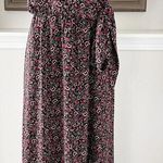 Miami Tie Front Faux Wrap Floral Maxi Dress w/Short Sleeves, Black Pink Size L Photo 1