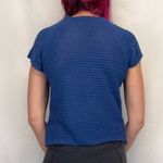 Fever Women's Open Crochet Short Sleeve Sweater Blouse Royal Blue S SM Small Rib Photo 1