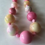 Pink Bauble Necklace Yellow Floral Designs Vintage Photo 5