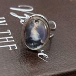 Handmade Women’s Unique Potrait Painting Glass Cabochon Stainless Steel Adjustable Ring Photo 1