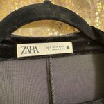 ZARA  Deep Black Velvet Wrap Front Tie Back Long Sleeve Bouse Medium Photo 2