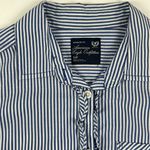 American Eagle  Women's Favorite Fit Striped Ruffled Button Down Shirt Size S Photo 1