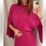 ZARA NWT  Woman SS24 Satin Effect Open Back Dress Magenta, Sz Small Photo 7