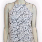 Adiva Women's Size Small Halter Top Blue/White Striped Lace Overlay Casual # Photo 0