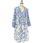 Tolani Collection Mae Geo Blue White Floral Knee Length Dress Size Large, NWT Photo 2