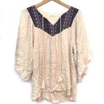 Urban Outfitters  ENTRO Cream Ivory Embroidered Tribal Boho Aztec Blouse Top S Photo 0
