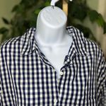 Stateside  Women’s Oversized Gingham Navy and White Linen Button Down Size Small Photo 1