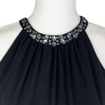 EXPRESS  Black Sleeveless Dressy Tank Top Blouse Rhinestone High Neck Medium Photo 2