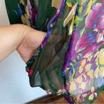 Language Green Sheer 100% Silk Floral Blouse Photo 3