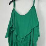 NEW Audrey Lane Green Flouncy Dress Defined Waist Cold Shoulder Size 3X Photo 5