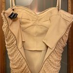Bebe Gold Studded Beige/Nude/ Creme Rushed Strap/less Evening Party Dress- S Photo 6