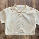 superdown  Cream Miriam Short Sleeves Button Up Top Size Small Photo 3