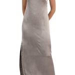 DISSH Mia Pewter Strapless Satin Maxi Dress US 8 Silver Photo 0