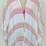 Rebellion Again Cream Pink Striped Beach Swim Kimono Cover Up Cardigan Size M Photo 4