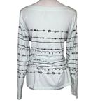 Elle Womens Mint Green Black Striped Rhinestone Long Sleeve Scoop Neck Size XL Photo 2