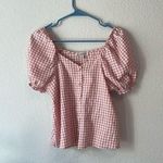 Nanette Lepore  pink and white gingham romantic sleeve top Photo 0