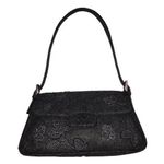 Villager Handbag Gray Textured Leaves Fabric Shoulder Bag Purse Fall Felted Liz Claiborne Photo 0