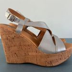 Kork-Ease Korks by Metallic Silver Strappy Cork Wedge Platform Sandals Photo 1
