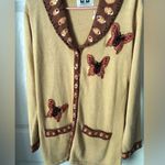 New Storybook Knits Women Sweater sz S button up Butterfly Embellished Cardigan Photo 4