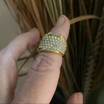 Crystal IP Gold Ion Plating Brass Ring Size 6 Gold Photo 2