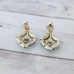 Vintage Clip On Earrings Green & Gold Tone Photo 5