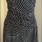 London Times Black & White Polkadots Midi Short Sleeves Empire Dress Waist SZ 8 Photo 2