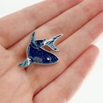 Blue Glitter Shark Soft Enamel Pin Photo 0