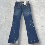 Pepe Jeans Vtg Y2K Deadstock  Low Rise Flare‎ Riveted Grommet Buckle Back Sz 30 Photo 2