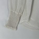 Loft  White Chiffon Polka Dot Smocked Ruffle Trim Long‎ Sleeve Blouse Peasant XS Photo 3
