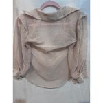 Bebe  Womens Sheer Draped Wrap Blouse Shirt Beige Tan Pattern Long Sleeve Photo 4