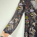 Kimchi Blue  Black Floral Mini Dress Womens 4 Long Sheer Sleeve Boho Casual Photo 1