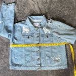The Style Between Us Women's Light Blue Denim Jacket with Butterfly Embroidery Photo 8