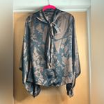 ZARA  Brown and Black Patterned Flowy Tie Back Top.    Size-X-Small Photo 2