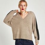 ZARA knit Sweater with Contrasting Lace Photo 0