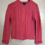 American Eagle  Dark Pink Wool Cable Knit Long Sleeve Pullover Sweater Women’s M Photo 0