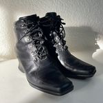 Timberland Black Leather Square Toe Punk Lace up Wedge High Ankle Boot. 6.5 Photo 1