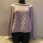 My Michelle MM by Michelle Women’s Lavender Cable Knit Off-Shoulder Sweater Medium Cozy Chic Photo 8