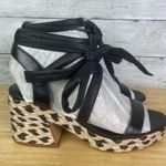 Vince Camuto Women's Brisshel Lace Up Wedge Sandal Size 8.5 Black/Nuetral Photo 0