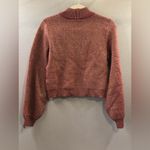 Lulus red with gold threading shimmer mock neck size medium long sleeve sweater Photo 5
