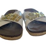 Sam & Libby white Sandals w/ Yellow Embellishment boho Birkenstock style slides Photo 1