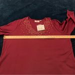 Quacker Factory Burgundy Rhinestone Jewel Embellished Scalloped V Photo 11